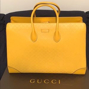 Gucci Yellow Bright Diamanté Leather Top Handlebag